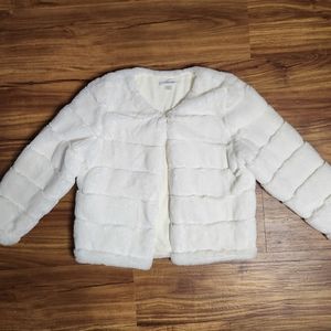 Calvin Klein White Faux Fur Jacket Size Small